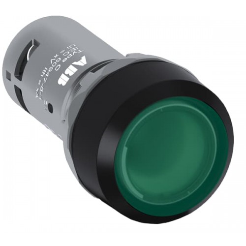 CP1-13G-10 (230VAC/DC Işıklı,yaylı düz kafalı buton kafası, yeşil, 1NA)
