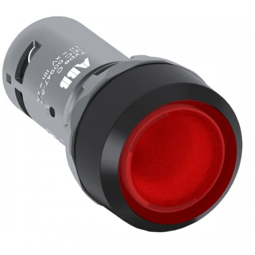 CP1-13R-10 (230VAC/DC Işıklı,yaylı düz kafalı buton kafası, kırmızı, 1NA)